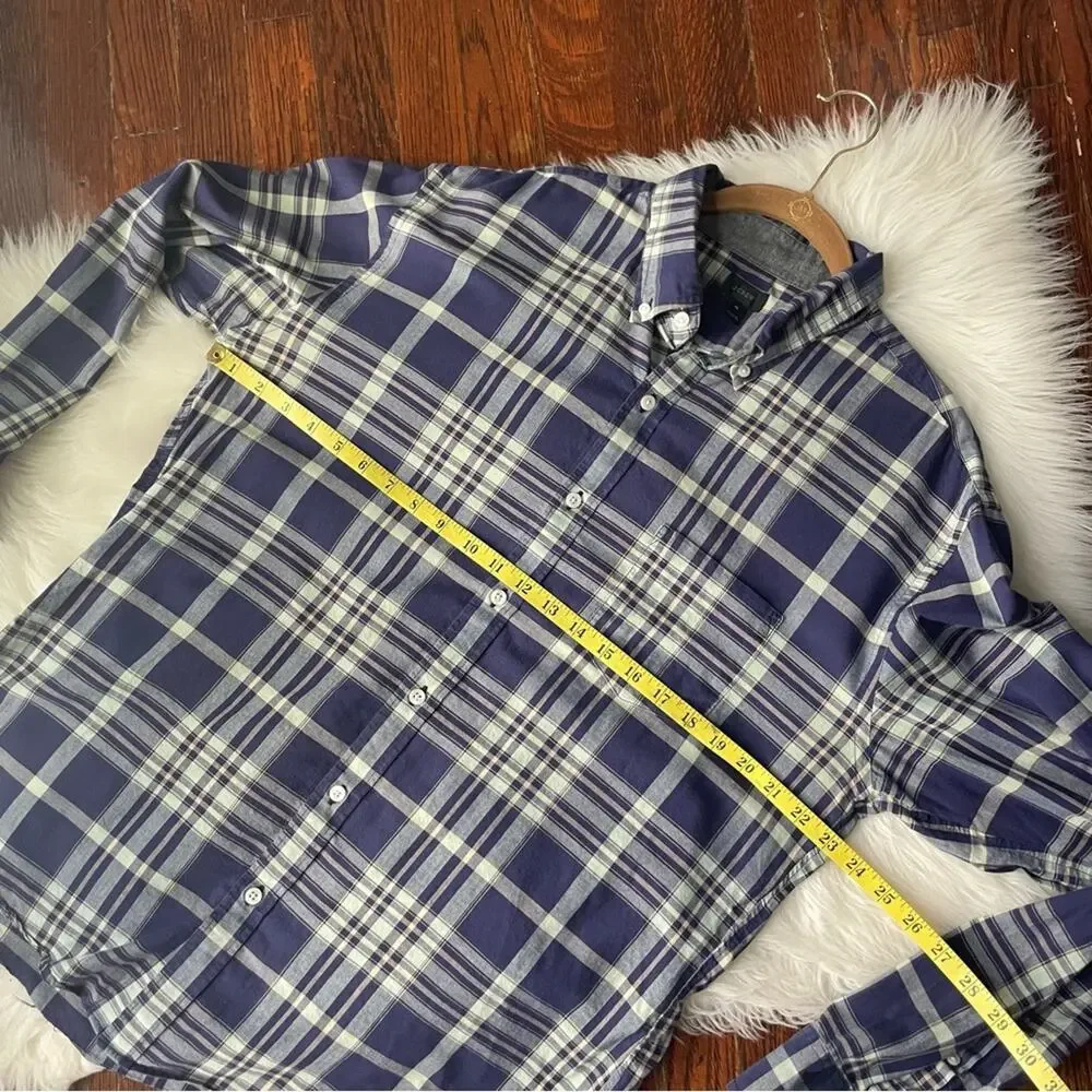 J.Crew Navy Plaid Button Down Shirt Size XL